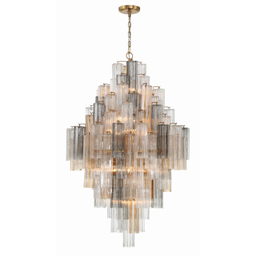 Aurora Diamond Chandelier Glass Tube Layered Amber-Neutral Decor
