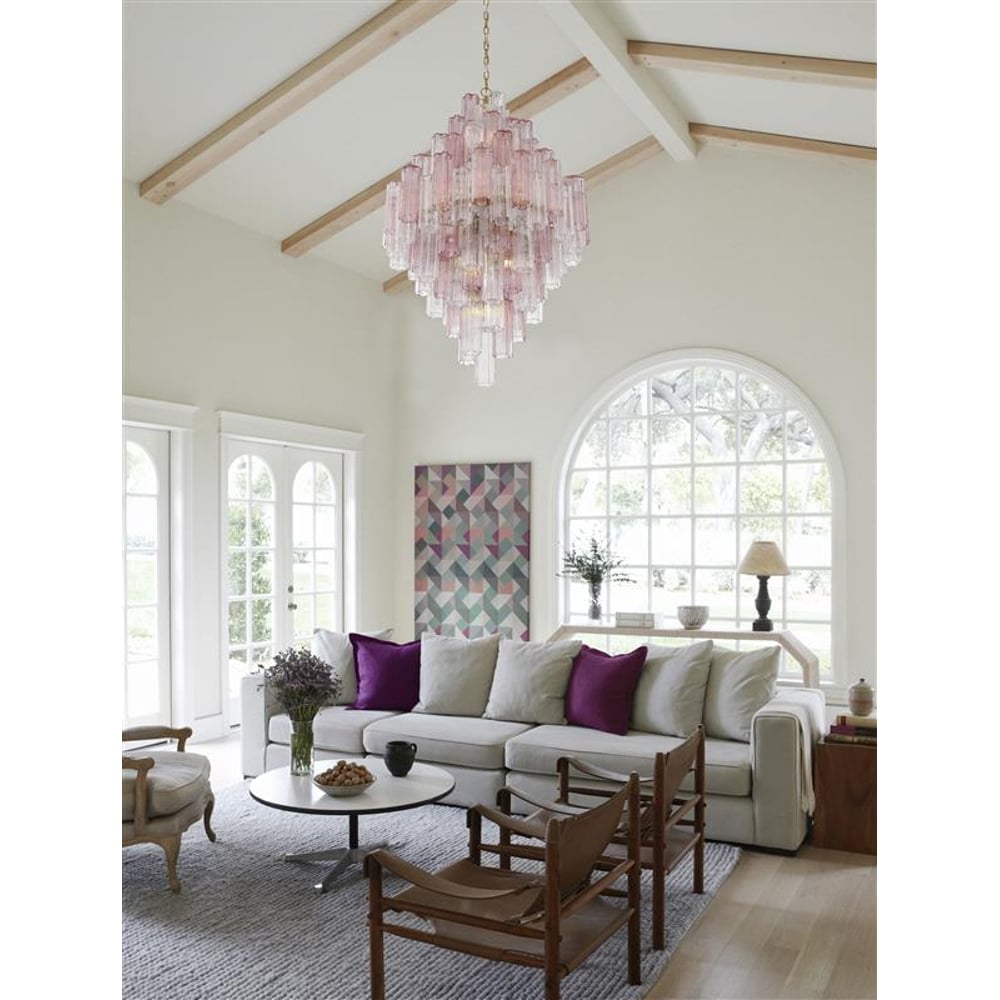 Aurora Diamond Chandelier Glass Tube Layered Amber-Neutral Decor
