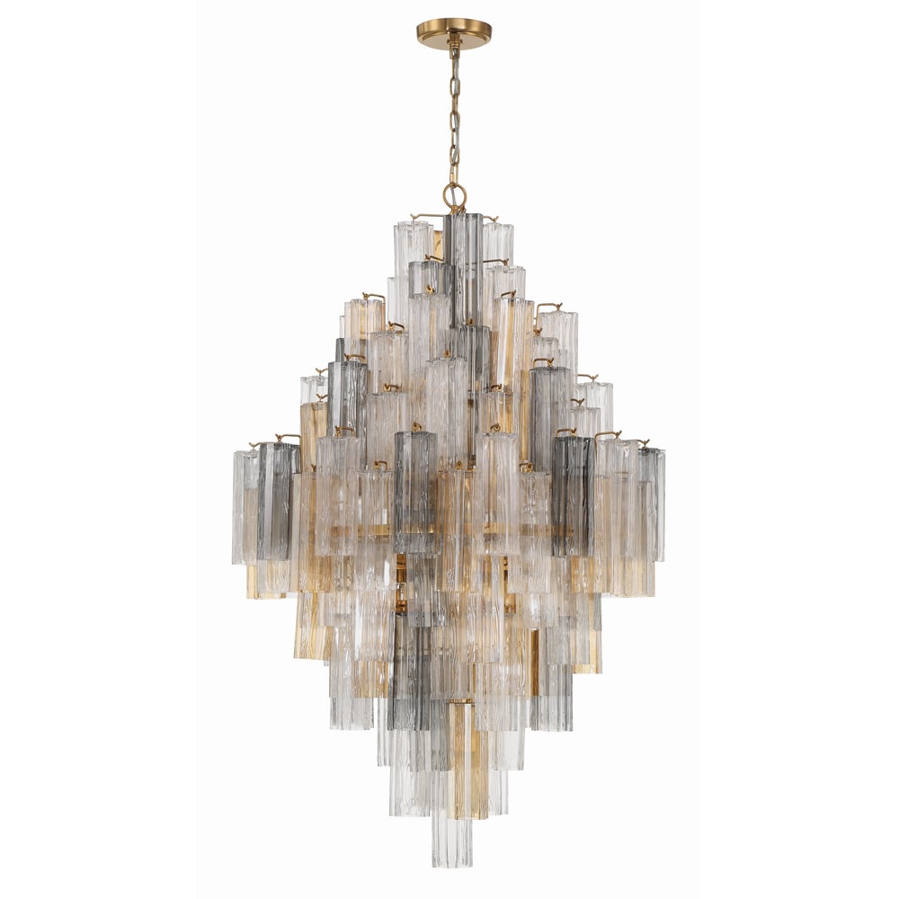 Aurora Diamond Chandelier Glass Tube Layered Amber-Neutral Decor
