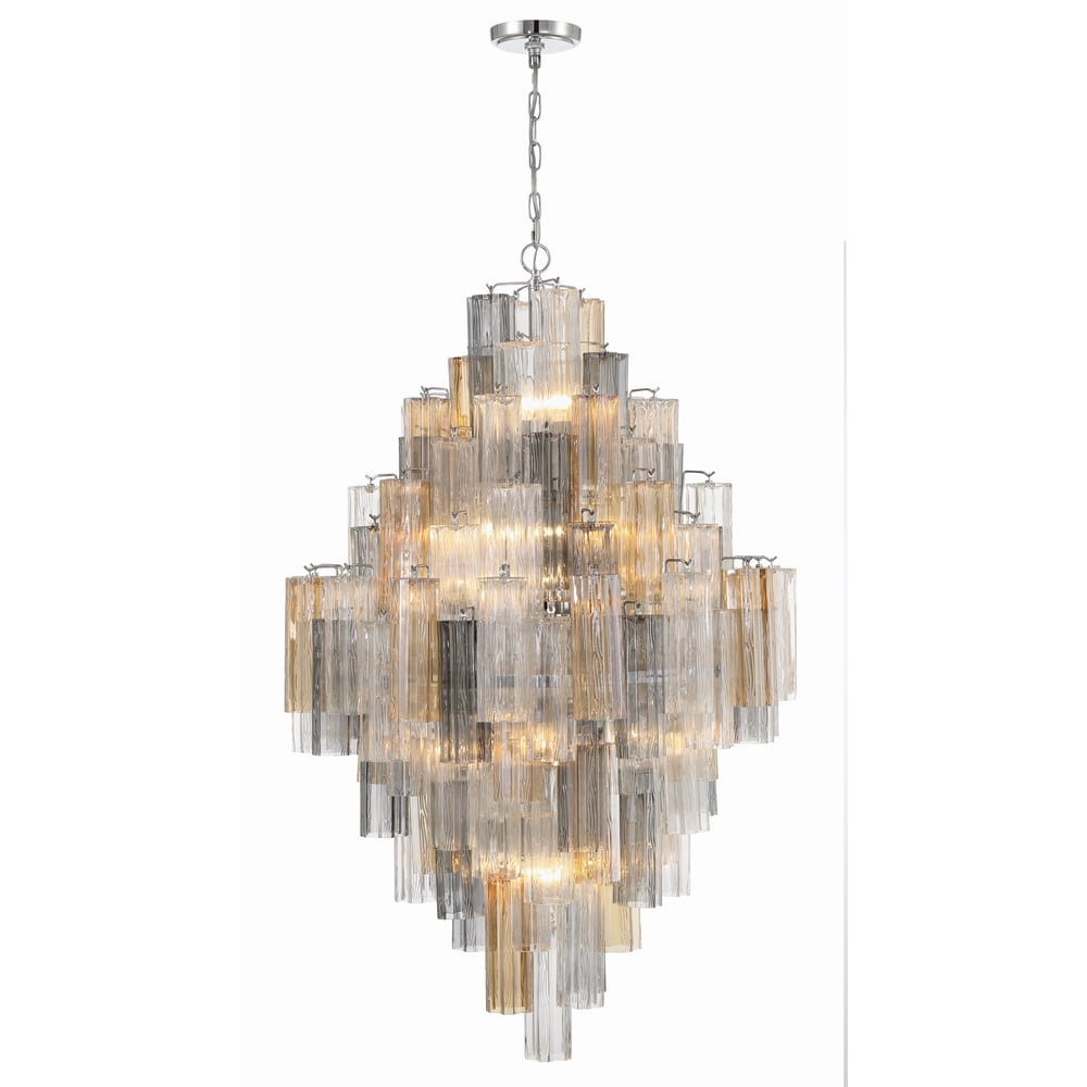 Aurora Diamond Chandelier Glass Tube Layered Amber-Neutral Decor
