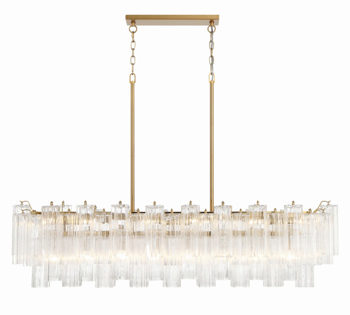 Aurora Linear Chandelier Glass Tube Tiered Amber-Neutral Decor