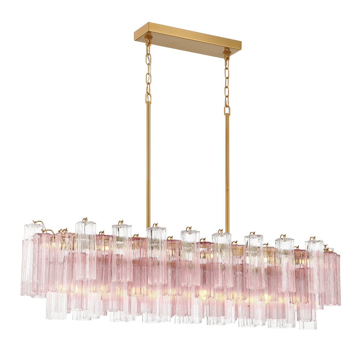 Aurora Linear Chandelier Glass Tube Tiered Amber-Neutral Decor