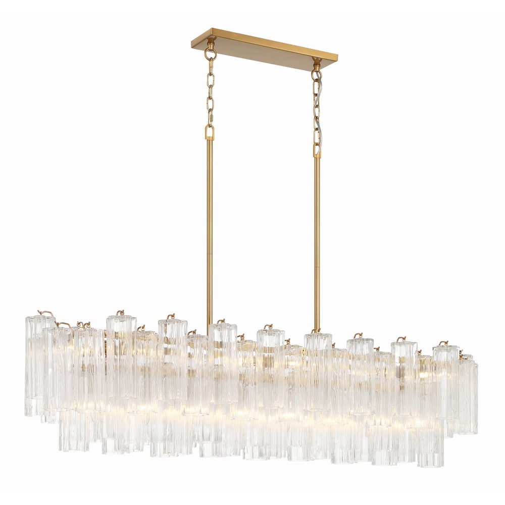 Aurora Linear Chandelier Glass Tube Tiered Amber-Neutral Decor
