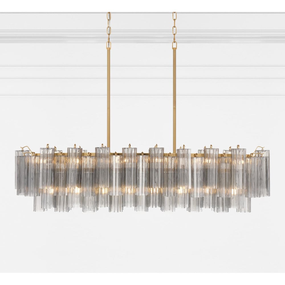 Aurora Linear Chandelier Glass Tube Tiered Amber-Neutral Decor