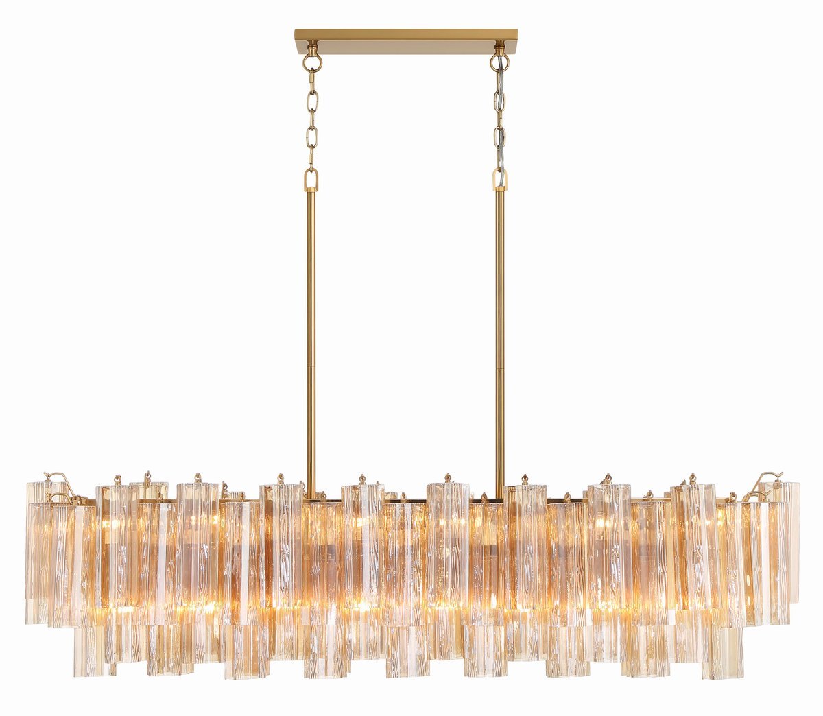 Aurora Linear Chandelier Glass Tube Tiered Amber-Neutral Decor