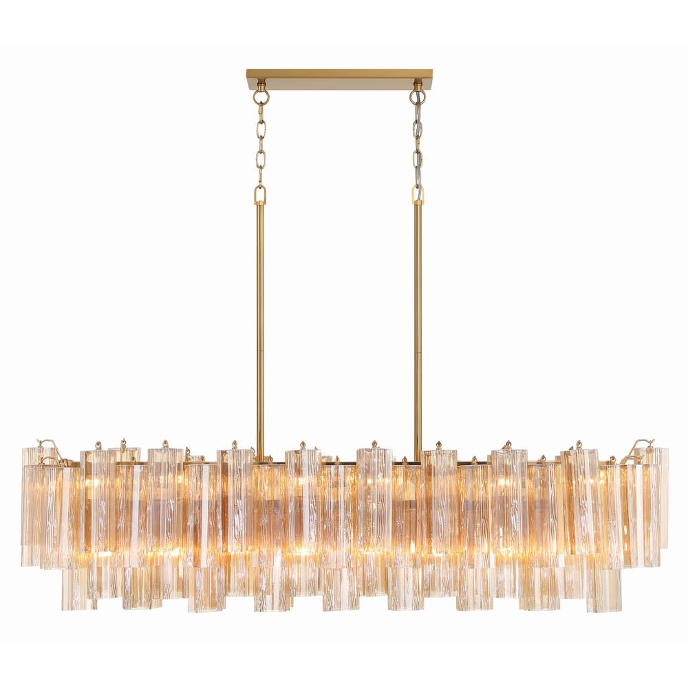 Aurora Linear Chandelier Glass Tube Tiered Amber-Neutral Decor