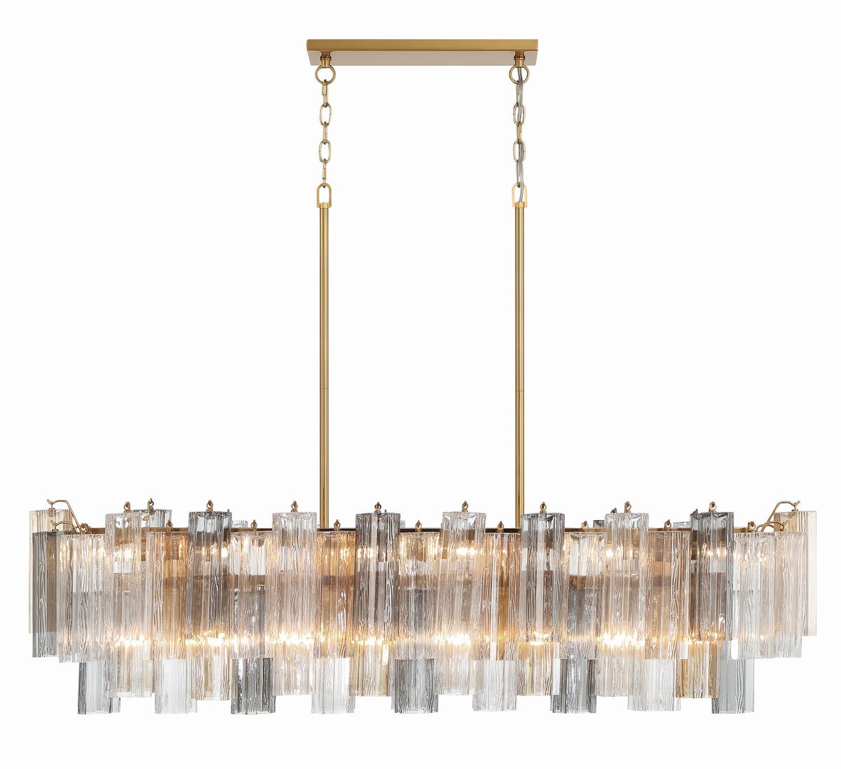 Aurora Linear Chandelier Glass Tube Tiered Amber-Neutral Decor