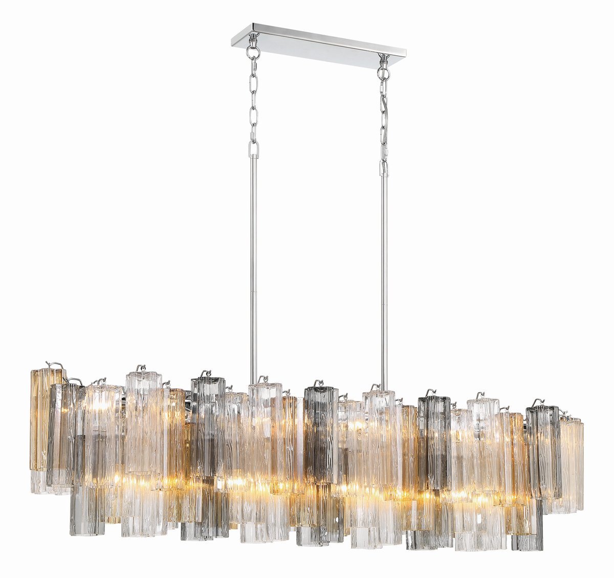 Aurora Linear Chandelier Glass Tube Tiered Amber-Neutral Decor