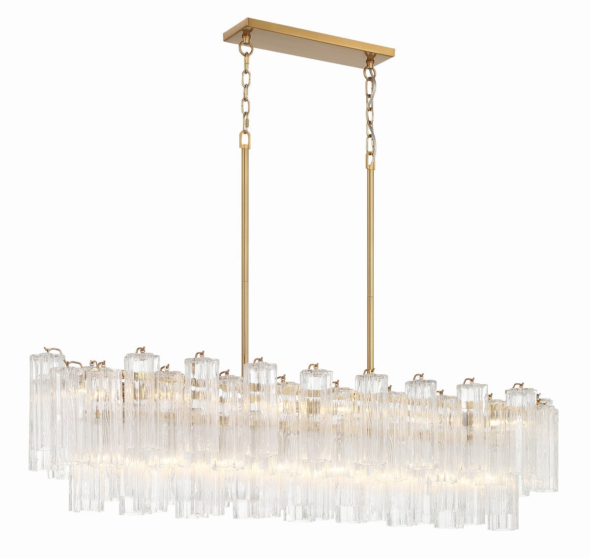 Aurora Linear Chandelier Glass Tube Tiered Amber-Neutral Decor