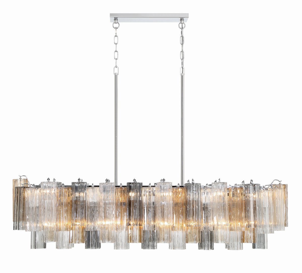 Aurora Linear Chandelier Glass Tube Tiered Amber-Neutral Decor