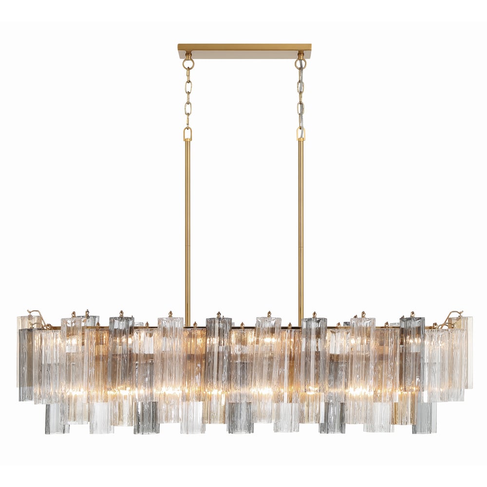 Aurora Linear Chandelier Glass Tube Tiered Amber-Neutral Decor
