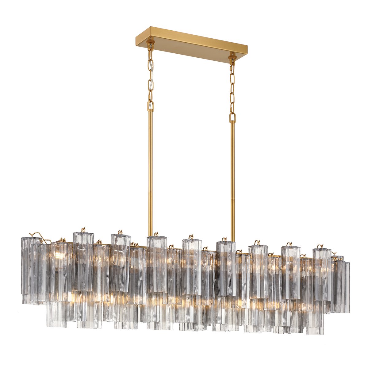 Aurora Linear Chandelier Glass Tube Tiered Amber-Neutral Decor