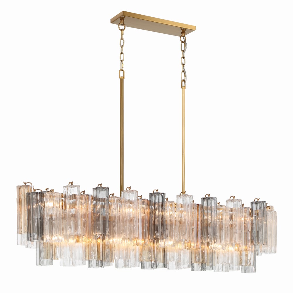 Aurora Linear Chandelier Glass Tube Tiered Amber-Neutral Decor