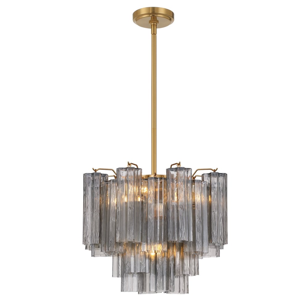Aurora Murano Chandelier Glass Tube Layered Amber-Neutral Decor