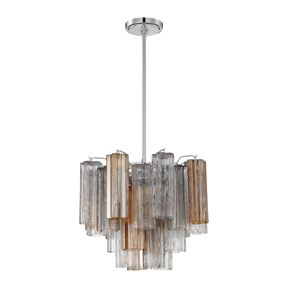 Aurora Murano Chandelier Glass Tube Layered Amber-Neutral Decor