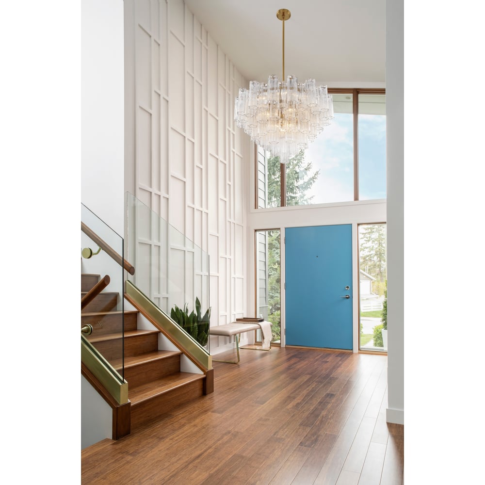 Aurora Murano Chandelier Glass Tube Layered Amber-Neutral Decor