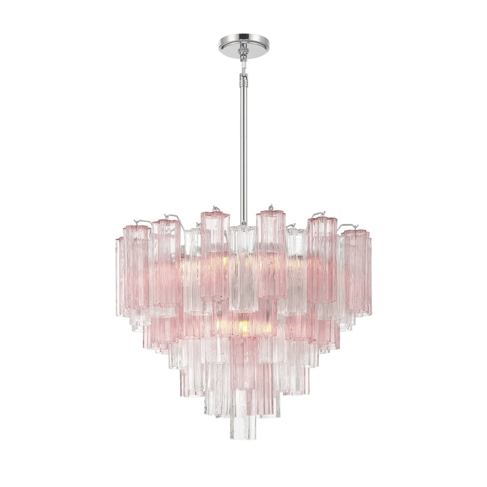 Aurora Murano Chandelier Glass Tube Layered Amber-Neutral Decor