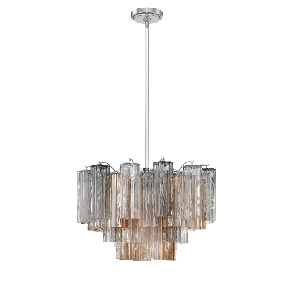 Aurora Murano Chandelier Glass Tube Layered Amber-Neutral Decor