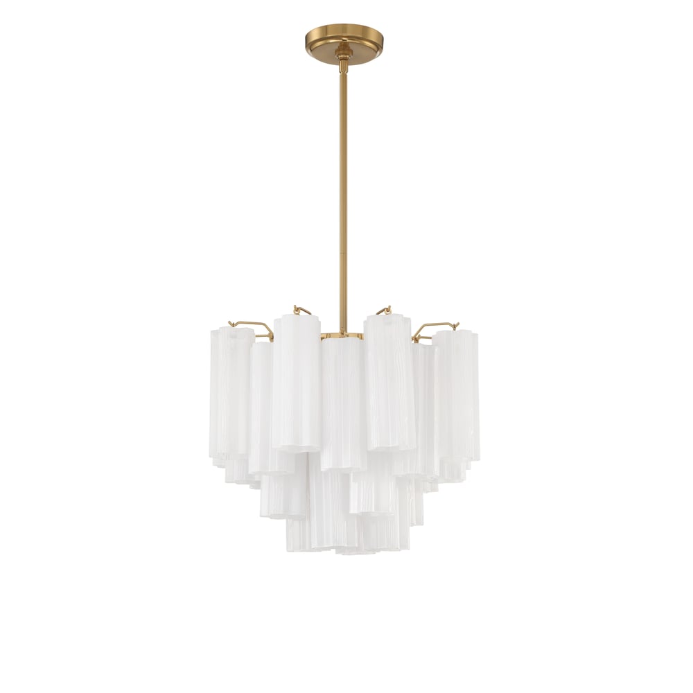 Aurora Murano Chandelier Glass Tube Layered Amber-Neutral Decor
