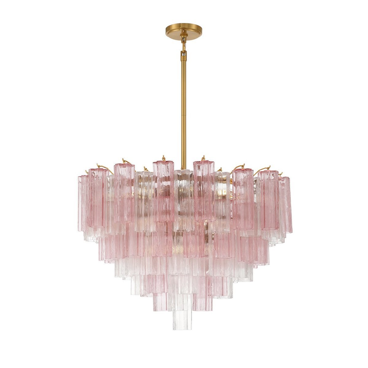Aurora Murano Chandelier Glass Tube Layered Amber-Neutral Decor