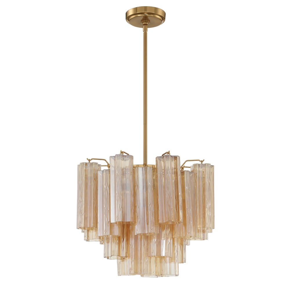 Aurora Murano Chandelier Glass Tube Layered Amber-Neutral Decor