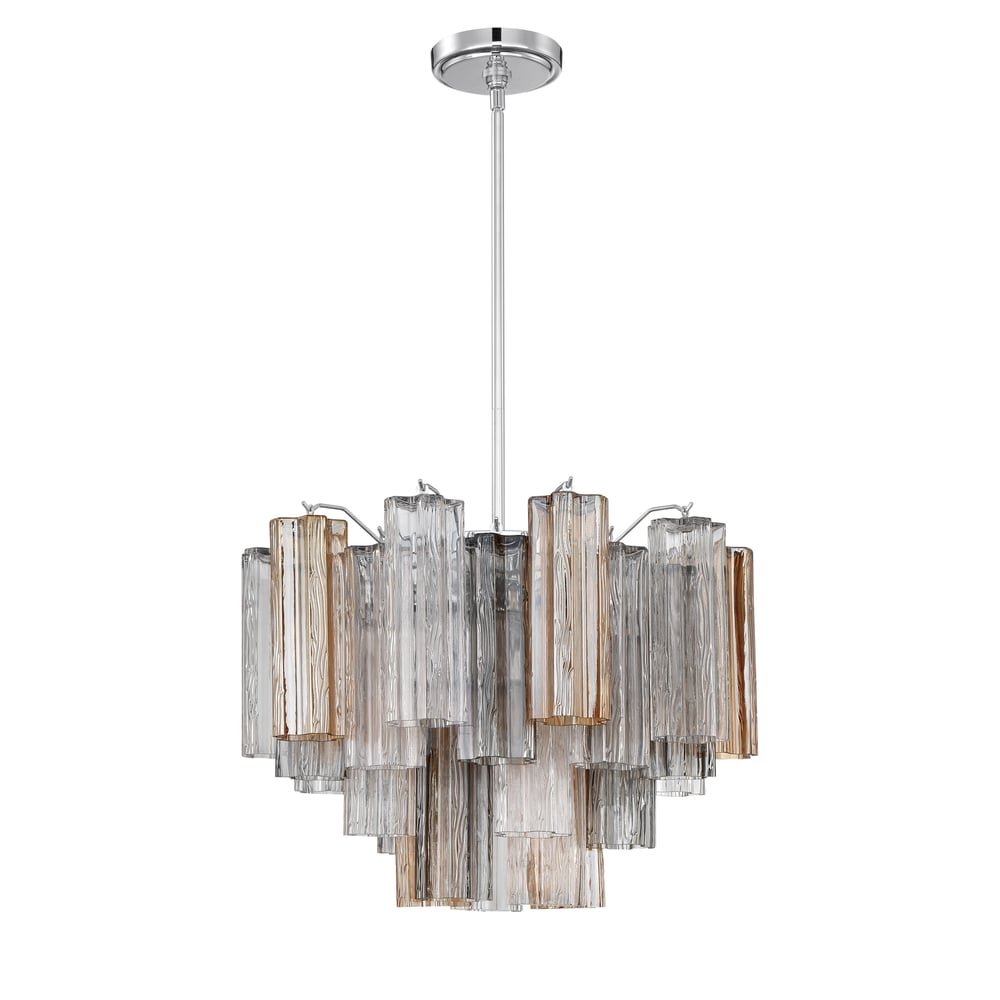 Aurora Murano Chandelier Glass Tube Layered Amber-Neutral Decor