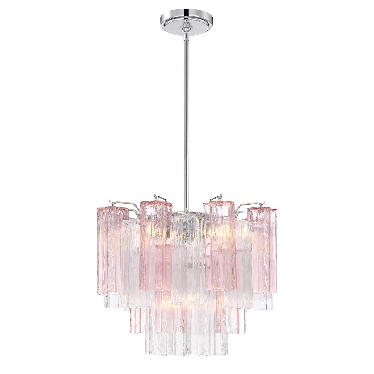 Aurora Murano Chandelier Glass Tube Layered Amber-Neutral Decor