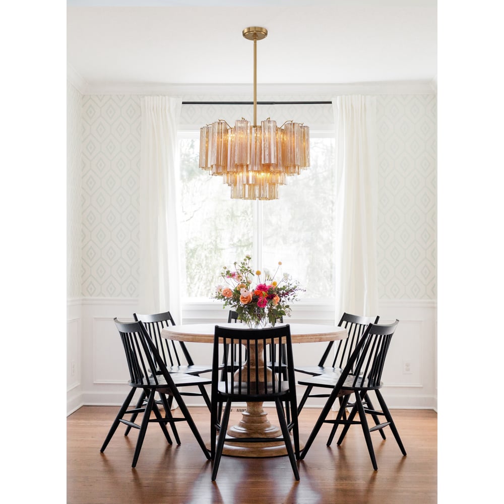 Aurora Murano Chandelier Glass Tube Layered Amber-Neutral Decor