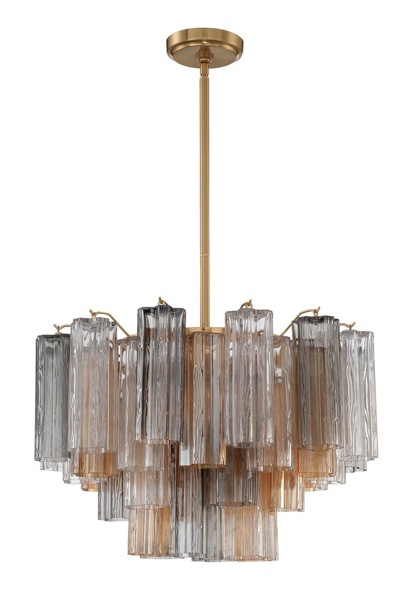 Aurora Murano Chandelier Glass Tube Layered Amber-Neutral Decor