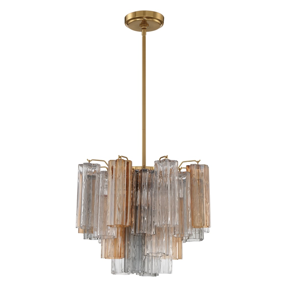 Aurora Murano Chandelier Glass Tube Layered Amber-Neutral Decor
