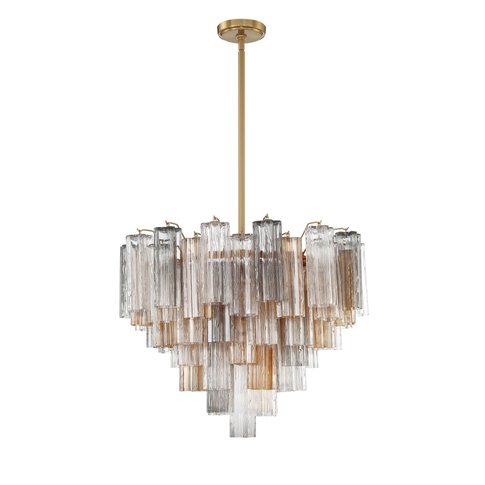 Aurora Murano Chandelier Glass Tube Layered Amber-Neutral Decor