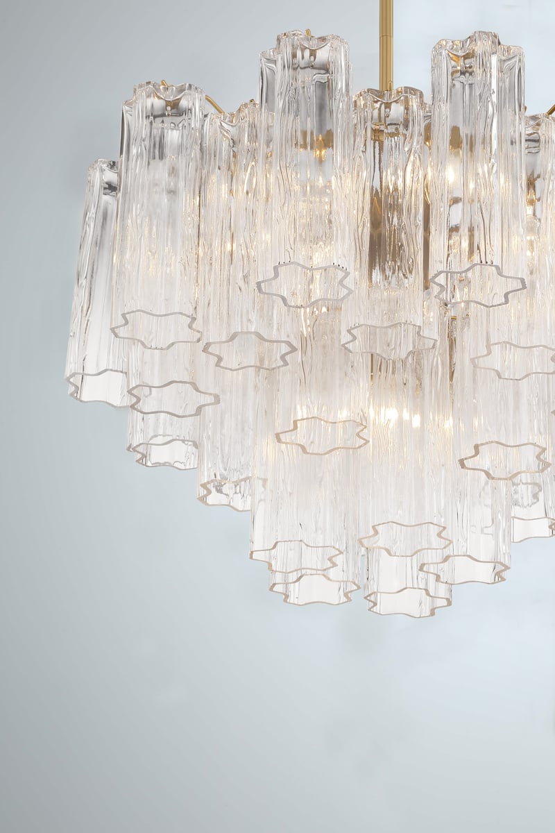Aurora Murano Chandelier Glass Tube Layered Amber-Neutral Decor