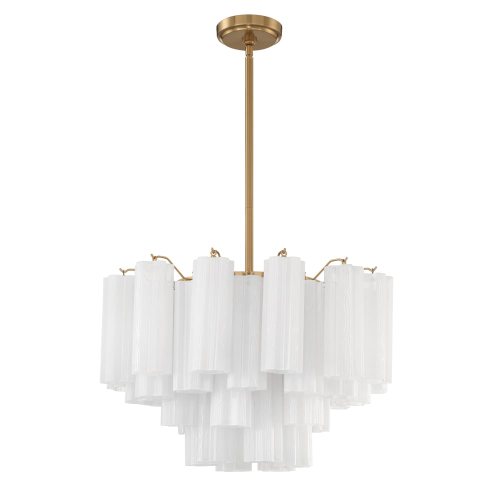 Aurora Murano Chandelier Glass Tube Layered Amber-Neutral Decor