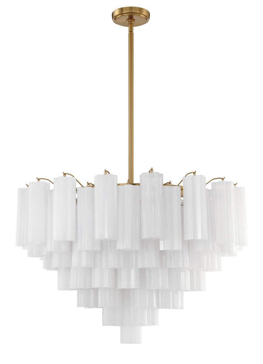 Aurora Murano Chandelier Glass Tube Layered Amber-Neutral Decor