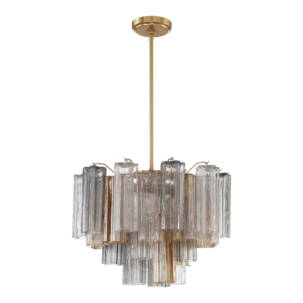 Aurora Murano Chandelier Glass Tube Layered Amber-Neutral Decor