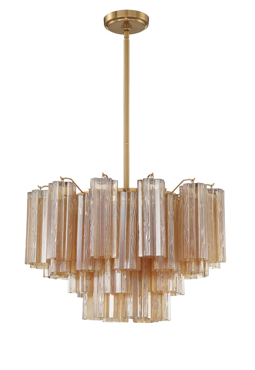 Aurora Murano Chandelier Glass Tube Layered Amber-Neutral Decor