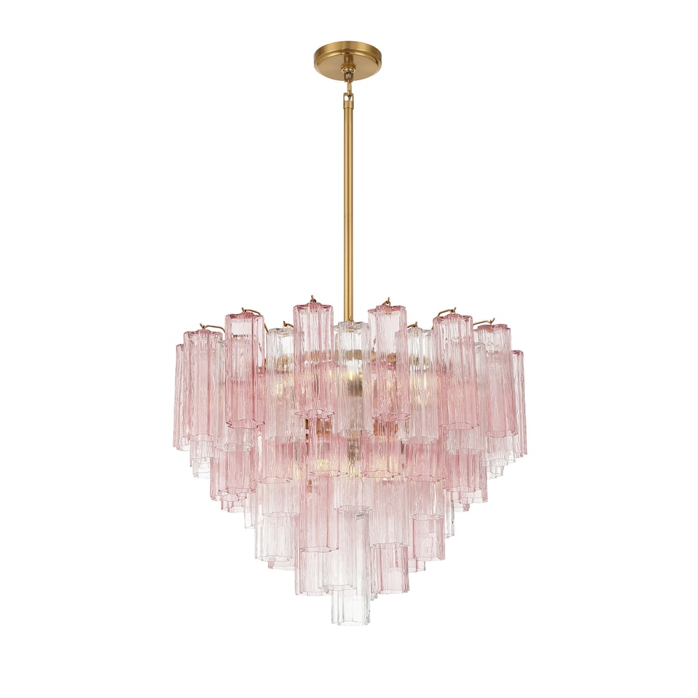 Aurora Murano Chandelier Glass Tube Layered Amber-Neutral Decor