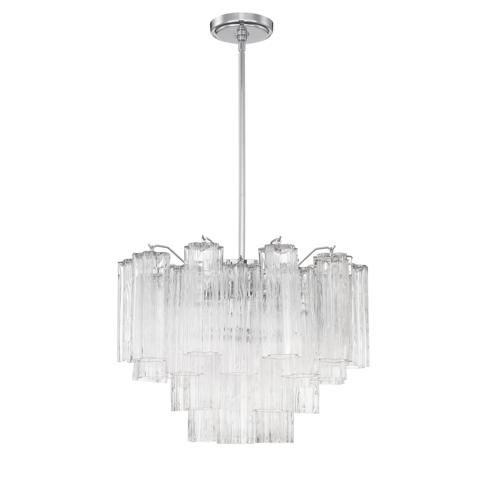Aurora Murano Chandelier Glass Tube Layered Amber-Neutral Decor