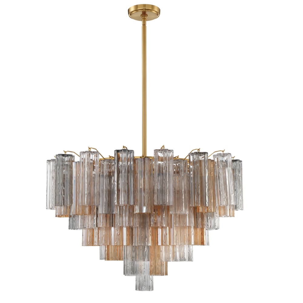 Aurora Murano Chandelier Glass Tube Layered Amber-Neutral Decor