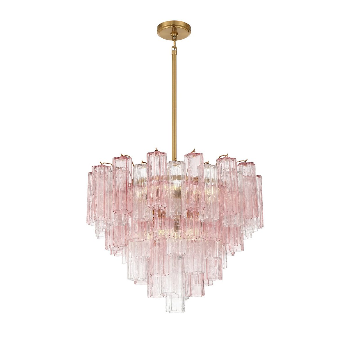 Aurora Murano Chandelier Glass Tube Layered Amber-Neutral Decor