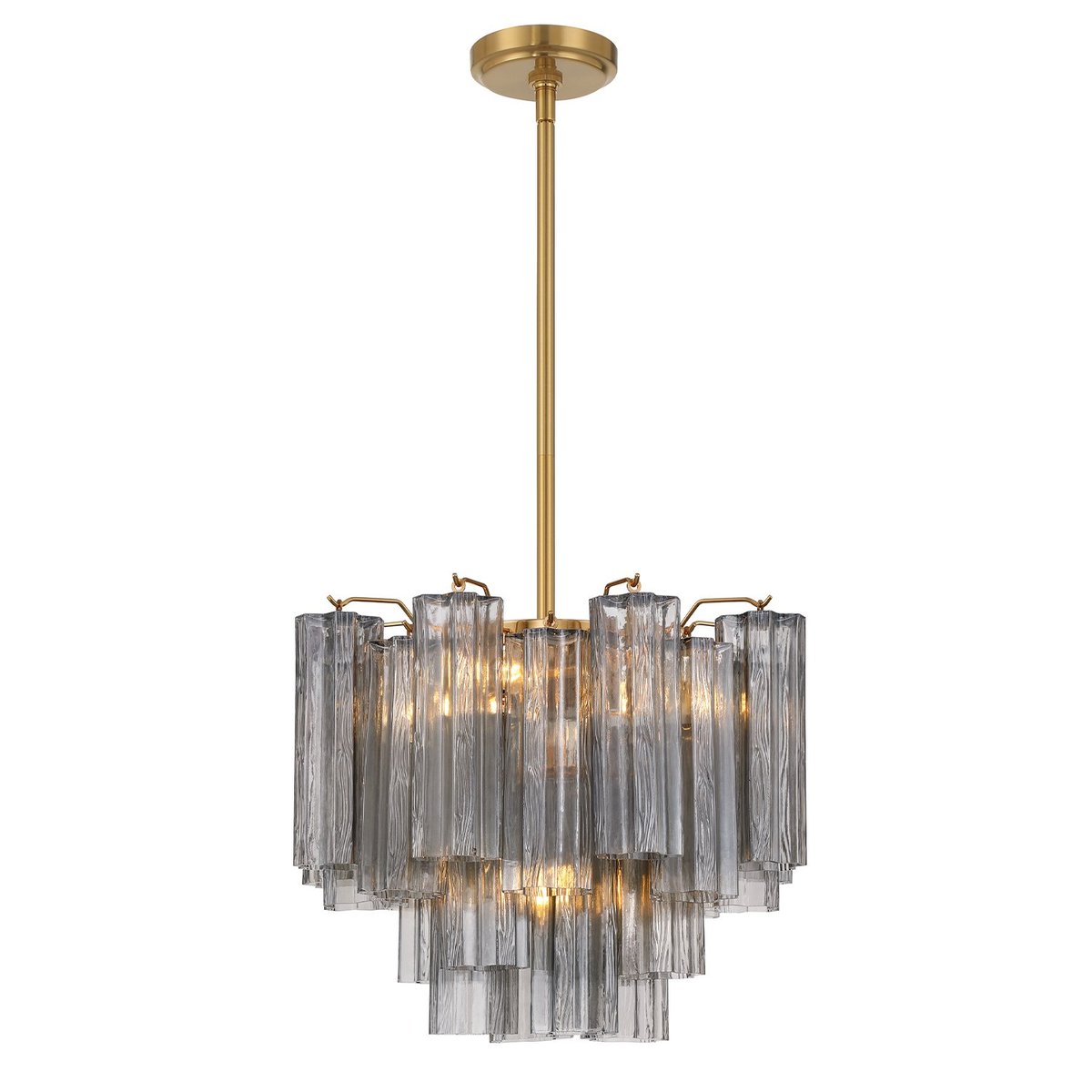 Aurora Murano Chandelier Glass Tube Layered Amber-Neutral Decor