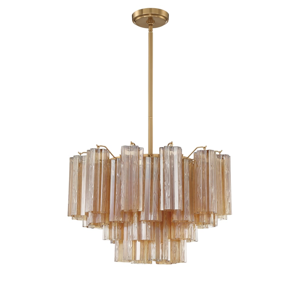 Aurora Murano Chandelier Glass Tube Layered Amber-Neutral Decor