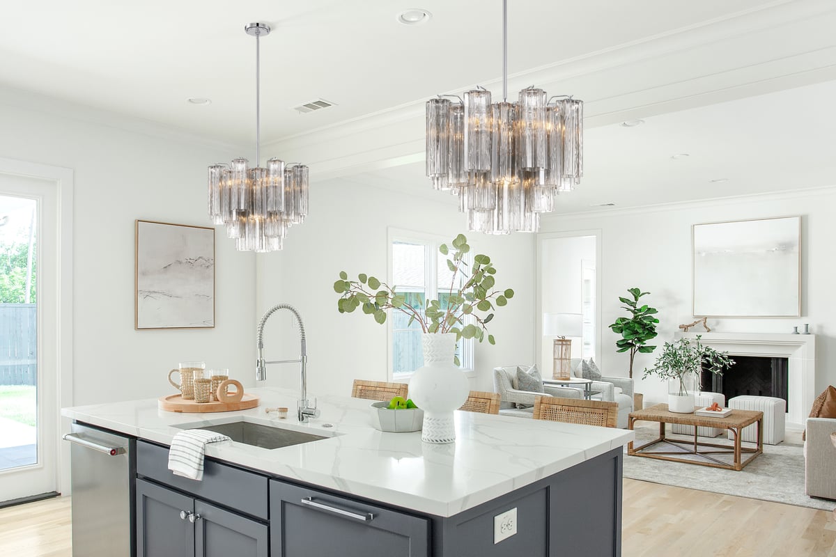 Namo Murano Chandelier Glass Tube Layered Amber-Neutral Decor