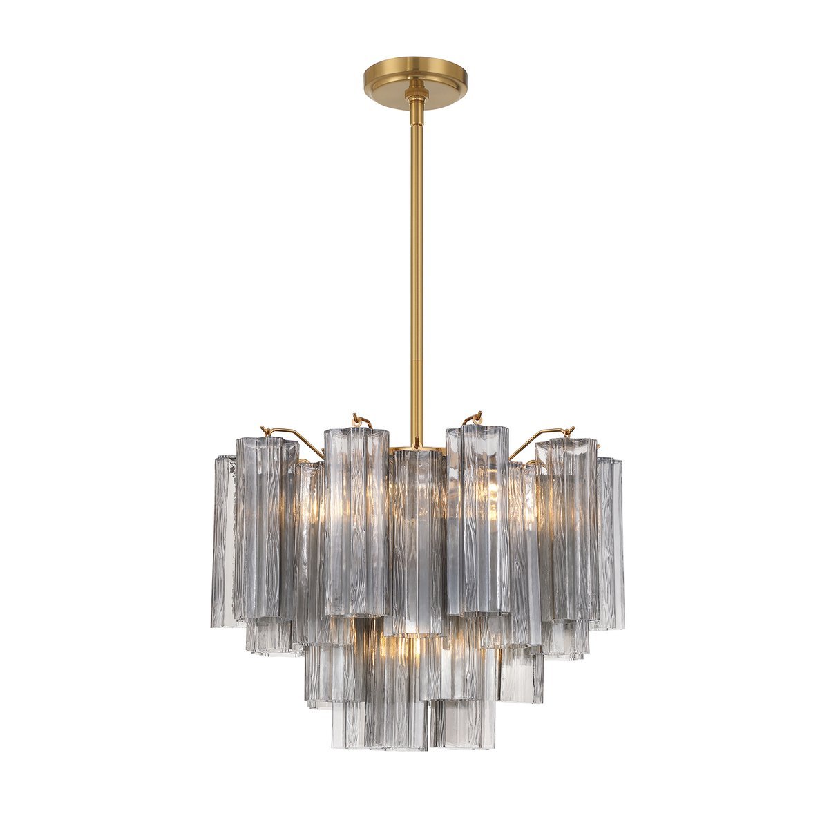 Aurora Murano Chandelier Glass Tube Layered Amber-Neutral Decor