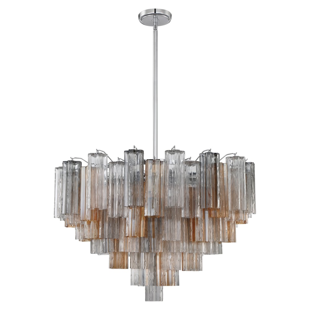 Aurora Murano Chandelier Glass Tube Layered Amber-Neutral Decor