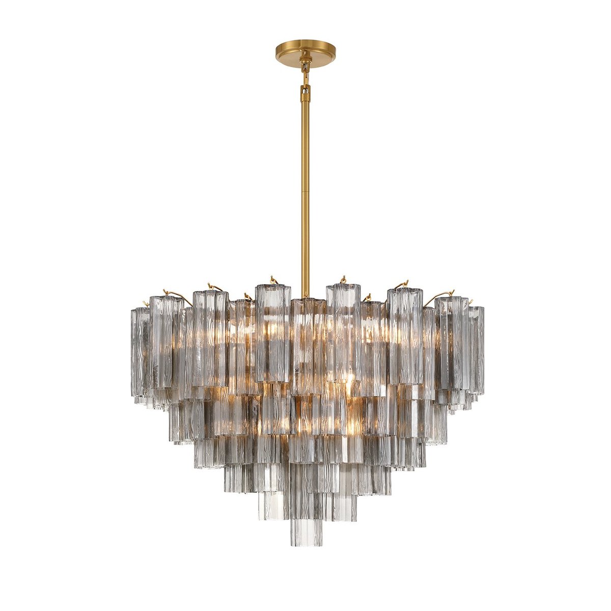 Aurora Murano Chandelier Glass Tube Layered Amber-Neutral Decor