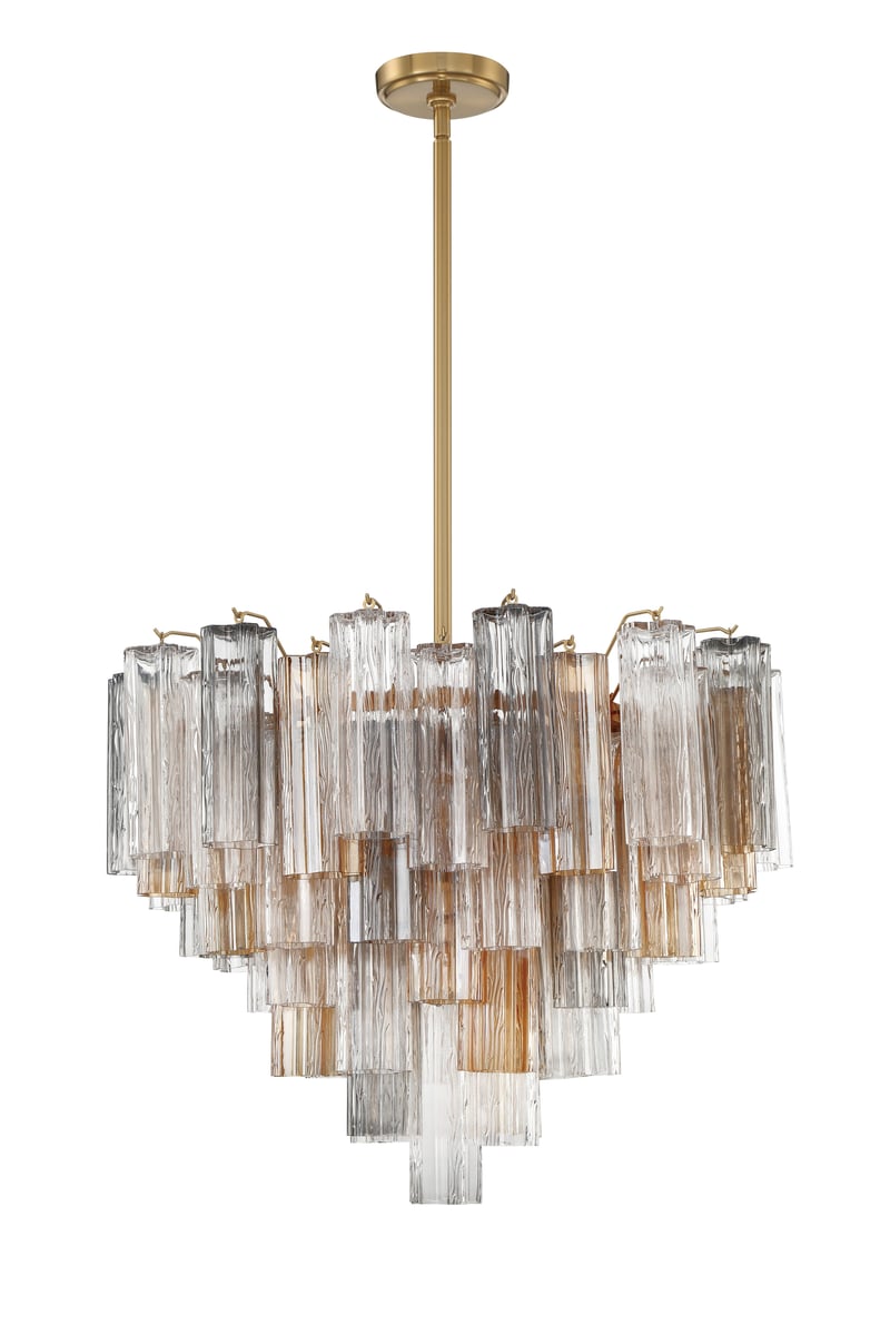 Aurora Murano Chandelier Glass Tube Layered Amber-Neutral Decor