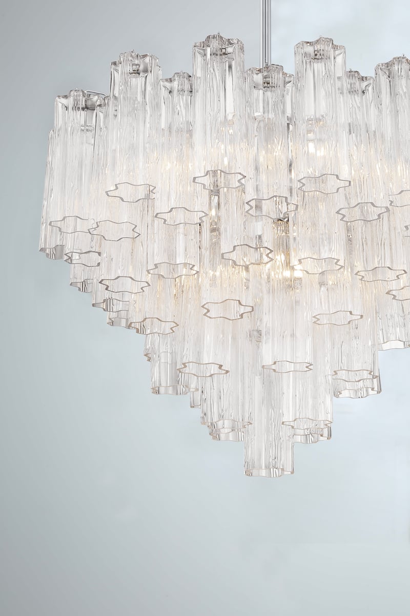 Aurora Murano Chandelier Glass Tube Layered Amber-Neutral Decor