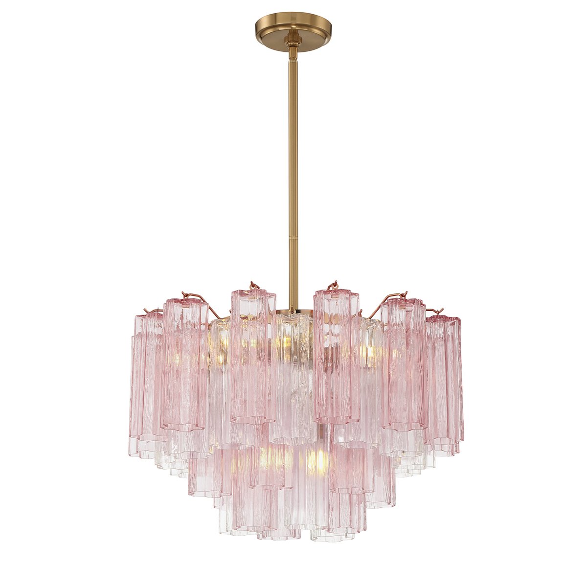 Aurora Murano Chandelier Glass Tube Layered Amber-Neutral Decor