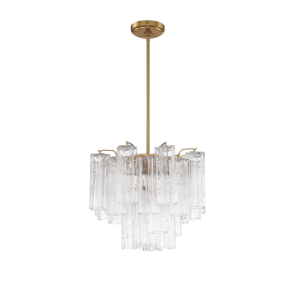 Aurora Murano Chandelier Glass Tube Layered Amber-Neutral Decor
